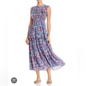 Banjanan Iris Ruffled Smocked Midi Dress.  Size M